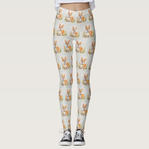 Cute Red Pembroke Welsh Corgi Dog Leggings