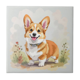 Cute Red Pembroke Welsh Corgi Dog Tile