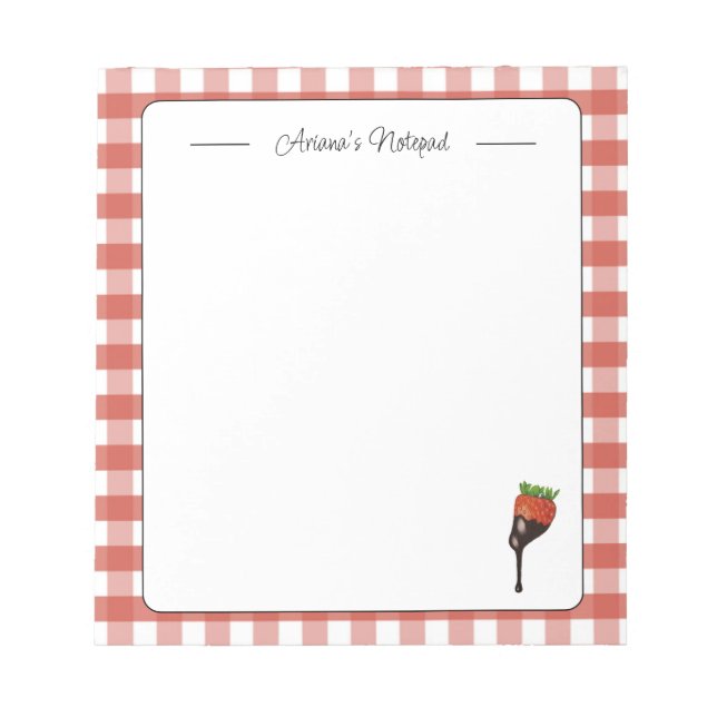 Cute Red Personalized Strawberry Notepad (Front)