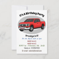 Cute red pickup truck cartoon illustration