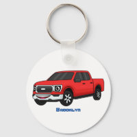 Cute red pickup truck cartoon illustration
