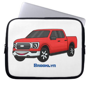 Cute red pickup truck cartoon illustration laptop sleeve