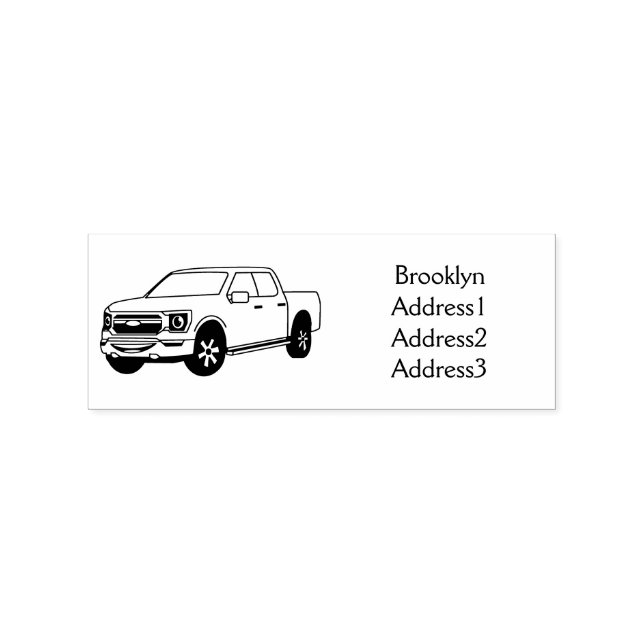 Cute red pickup truck cartoon illustration rubber stamp (Imprint)