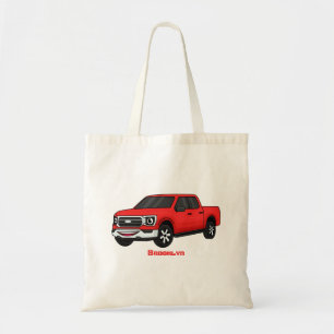 Cute red pickup truck cartoon illustration tote bag