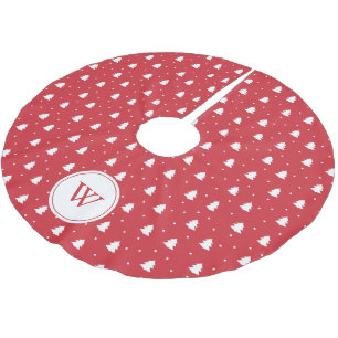 Cute Red Pine Trees Pattern Personalized Brushed Polyester Tree Skirt