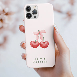 Cute Red  & Pink Cherry Heart Bow  iPhone 16 Pro Case