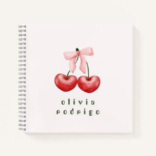 Cute Red  & Pink Cherry Heart Bow  Notebook