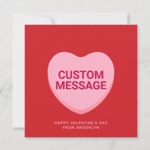 Cute red pink custom message conversation heart card
