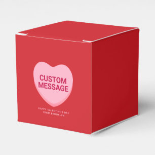Cute red pink custom message conversation heart favor box