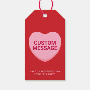 Cute red pink custom message conversation heart gift tags