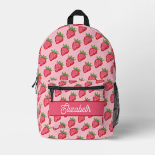 Cute Red Pink Strawberry Personalized Printed Backpack