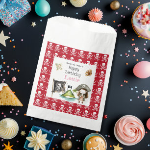 Cute Red Pirate child's Birthday Favour Bag