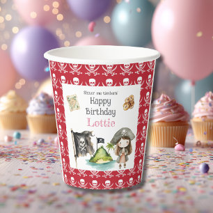 Cute Red Pirate child's Birthday Paper Cups