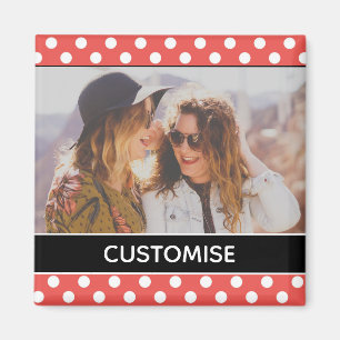 Cute Red Polka Dot Custom Photo Personalised Magnet