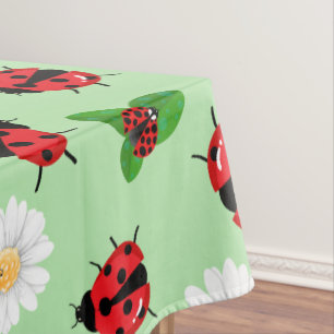 Cute red polka dot Ladybug Daisy flower summer Tablecloth