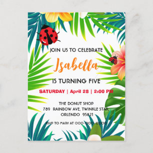 Cute red Polka dot Ladybug summer jungle Birthday  Postcard