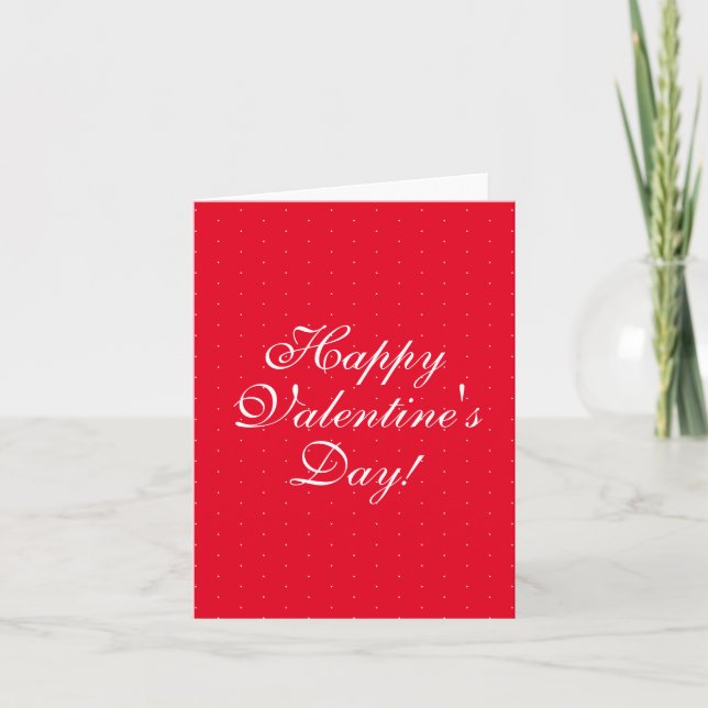 Cute red polka dots custom script Valentine's Day Card (Front)