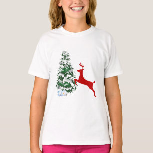 Cute Red Reindeer Baby Bib – Christmas Holiday Fee T-Shirt