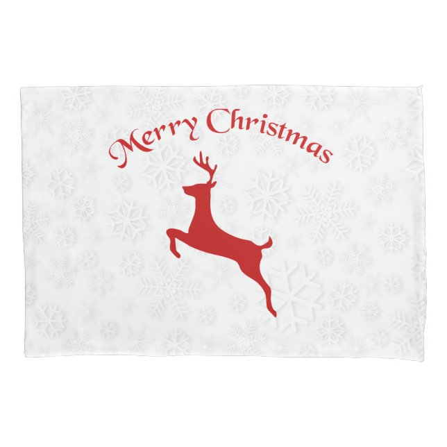 Cute Red Reindeer Pillowcase (Front)
