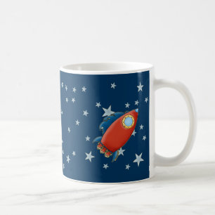 Cute Red Rocket & Stars Mugs
