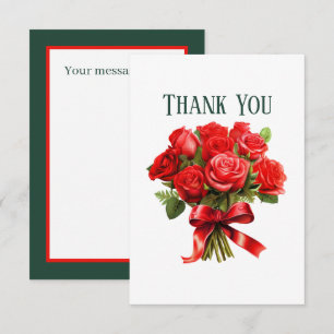 Cute red roses add message  thank you card