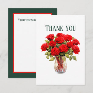 Cute red roses add message  thank you card