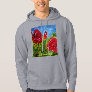 Cute Red Roses Painting Custom Men's Black Hoodie
