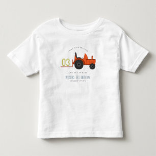 Cute Red Rust Farm Tractor Kids Any Age Birthday Toddler T-shirt