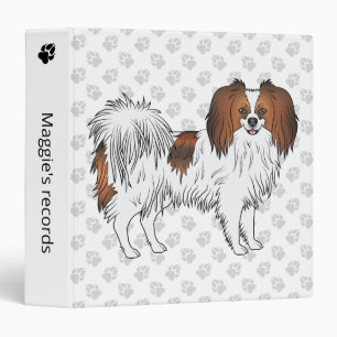 Cute Red Sable Phalène Dog With Grey Paw Pattern Binder