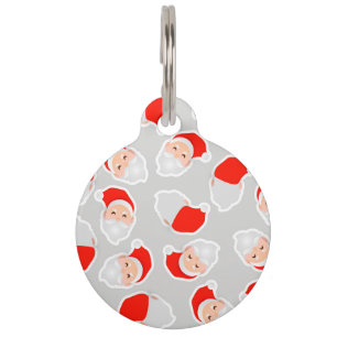 cute red santa claus christmas pattern pet tag