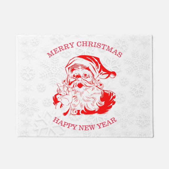 Cute Red Santa Claus Doormat (Front)