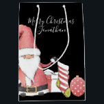 Cute Red Santa Gnome with Christmas Gifts Medium Gift Bag<br><div class="desc">Personalized and Easy!  Adorable Santa Gnome design with custom Greeting and Recipient name on the front,  from and givers name on the back!</div>