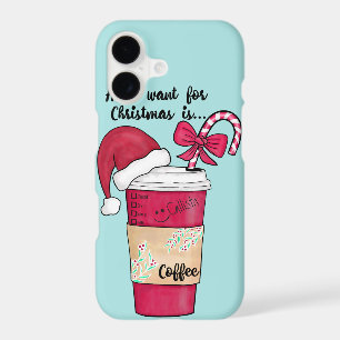 Cute Red Santa Hat Coffee Candy Cane Christmas