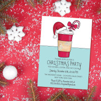 Cute Red Santa Hat Coffee Candy Cane Christmas