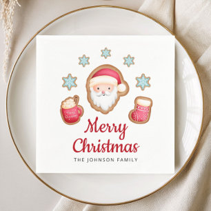 Cute Red Santa Merry Christmas Napkin