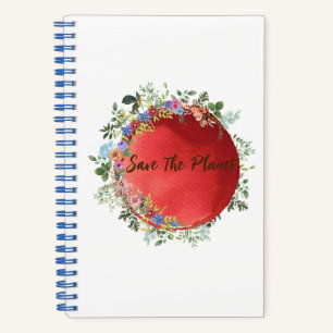 Cute Red SaveThe Planet Collection Spiral Notebook