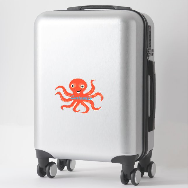 Cute Red Smiling Octopus Thunder_Cove (Suitcase)