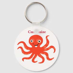Cute Red Smiling Octopus Thunder_Cove Keychain