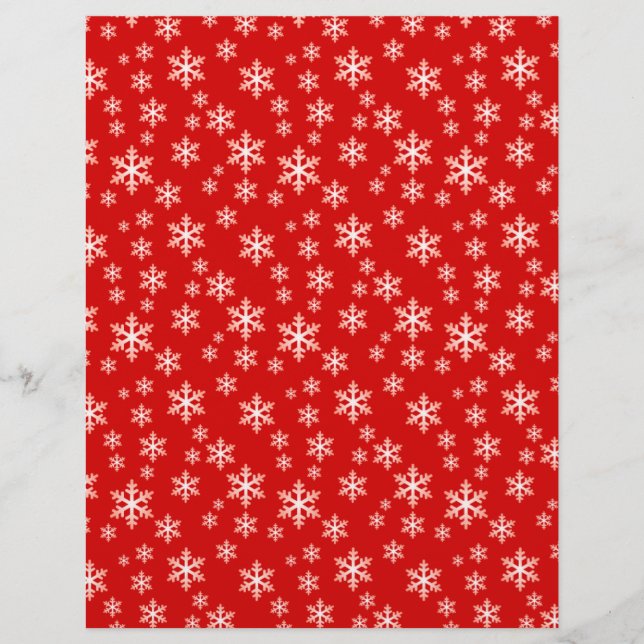 Cute Red Snowflake Pattern Scrapbook Paper (Front)