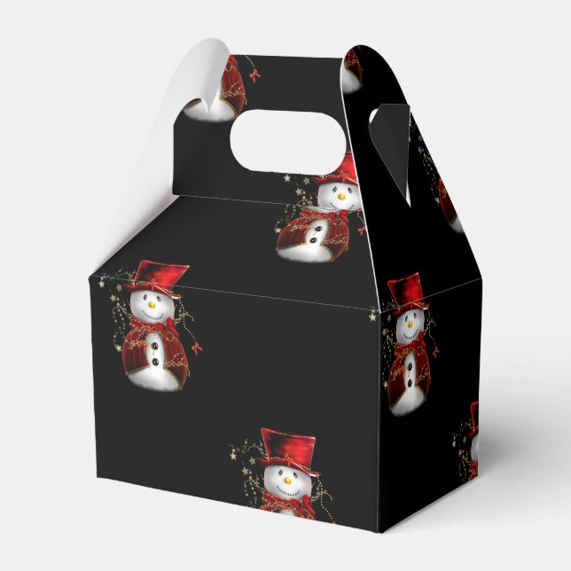 Cute Red Snowman Christmas Favor Box (Front Side)