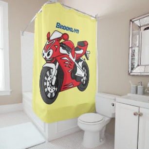 Cute red sports motorcycle cartoon