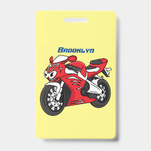 Cute red sports motorcycle cartoon badge
