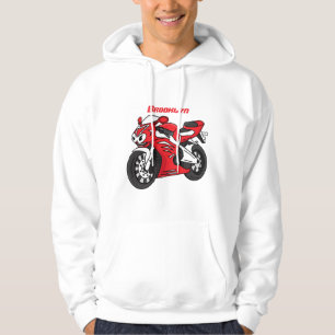 Cute red sports motorcycle cartoon hoodie
