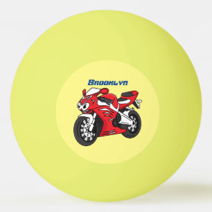 Cute red sports motorcycle cartoon ping pong ball