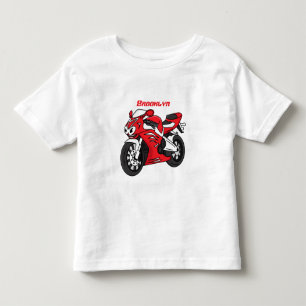 Cute red sports motorcycle cartoon toddler t-shirt