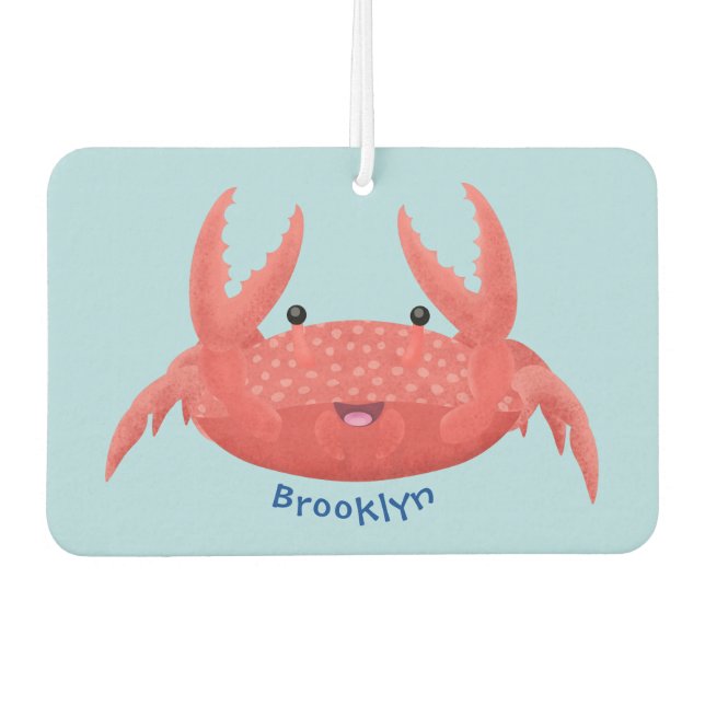 Cute red spotty crab cartoon illustration air freshener (Front)