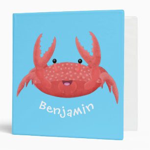 Cute red spotty crab cartoon illustration binder