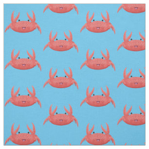 Cute red spotty crab cartoon illustration fabric