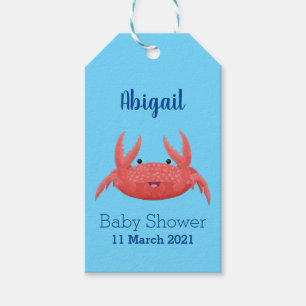 Cute red spotty crab cartoon illustration gift tags