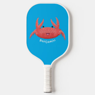 Cute red spotty crab cartoon illustration pickleball paddle